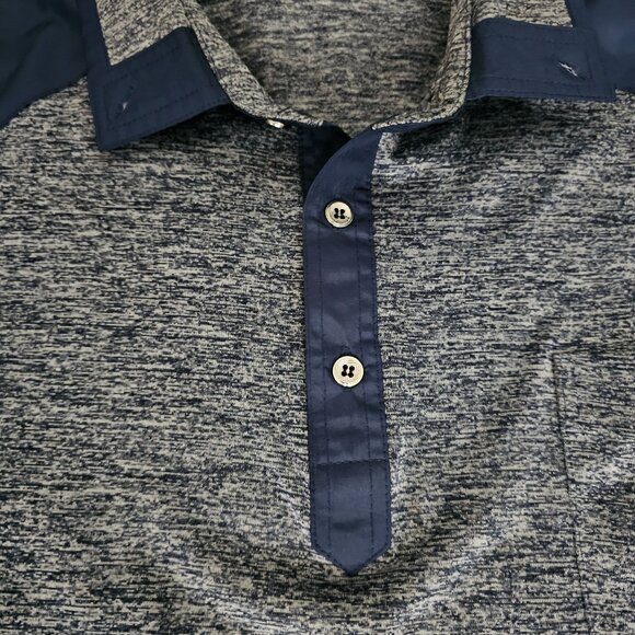 Master Bear Men's Heathered Gray/Navy Blue Golf Wear Polo Shirt Size Large - Picture 7 of 11